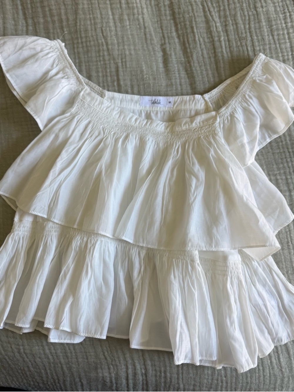 TALULAH White Layered Off-Shoulder Ruffle Top